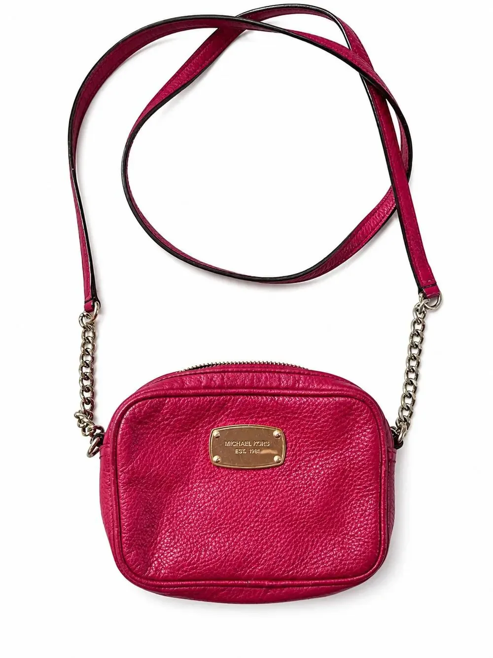 Michael Kors Small Crossbody Bag Pink Pebbled Leather Chain Strap